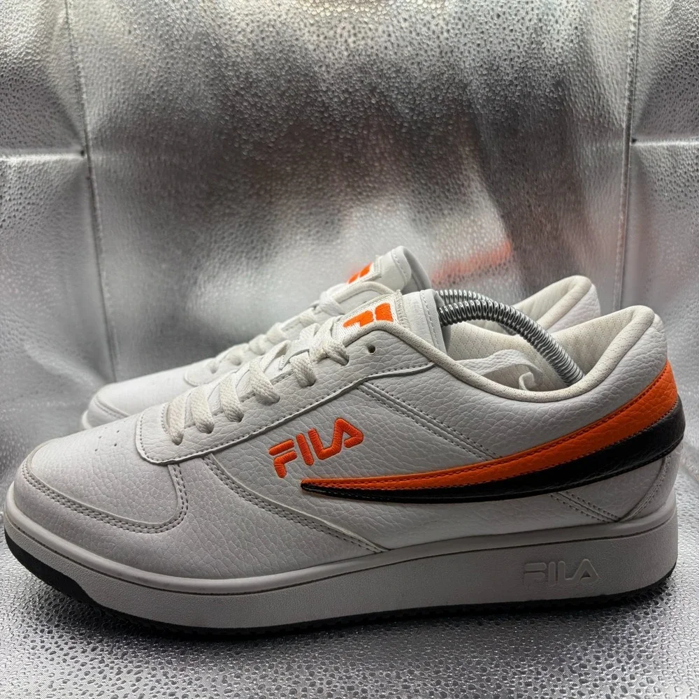 Size 11 Fila A-Low White Orange Mens Leather Athletic Sneaker Shoes 1CM00551-114